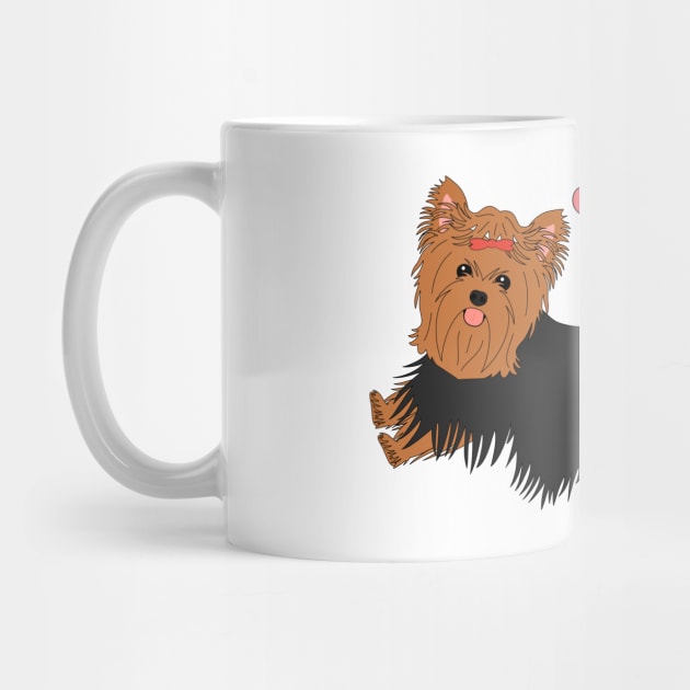 Happy Yorkshire Terrier and Flowers by LulululuPainting